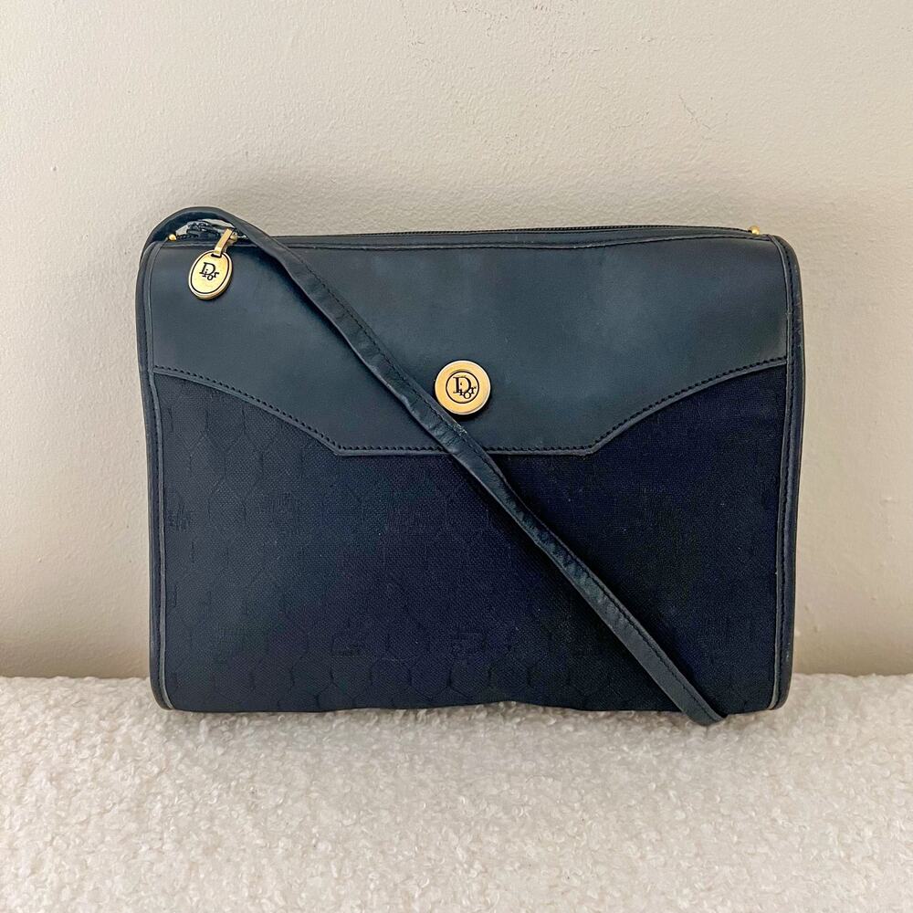 DIOR Black Canvas and Leather Crossbody Bag
